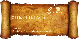 Cifka Miklós névjegykártya